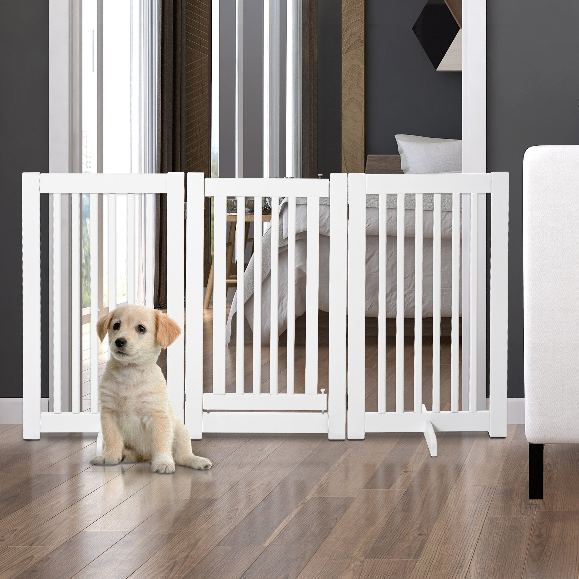 Free Standing Indoor Wood Pet Gate – Oscar Moe and Friends