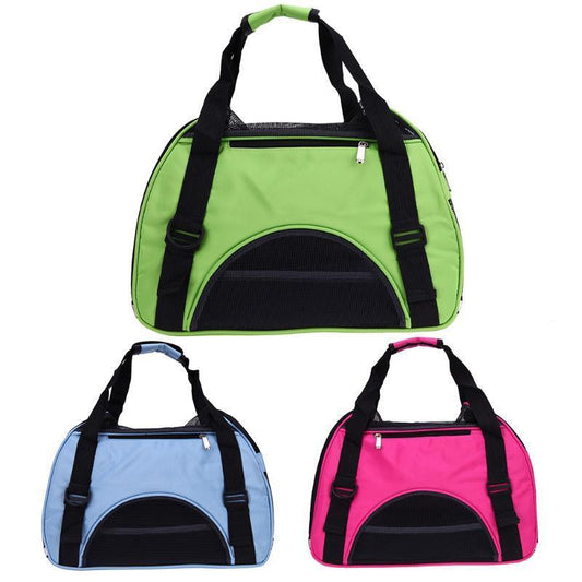 a showing of 3 colors of handbag pet carriers 