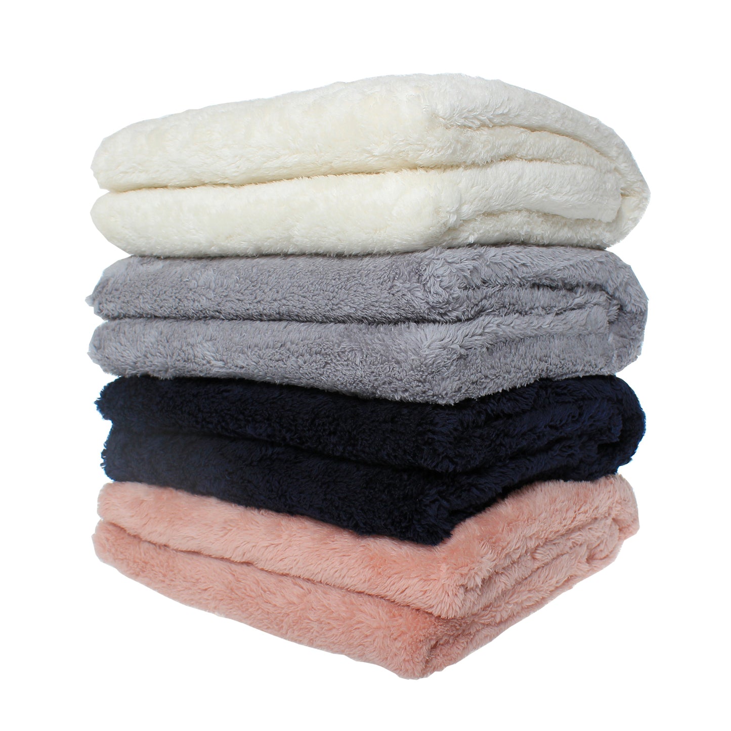 Stack of 4 Fluffy Fleece Pet Blanket