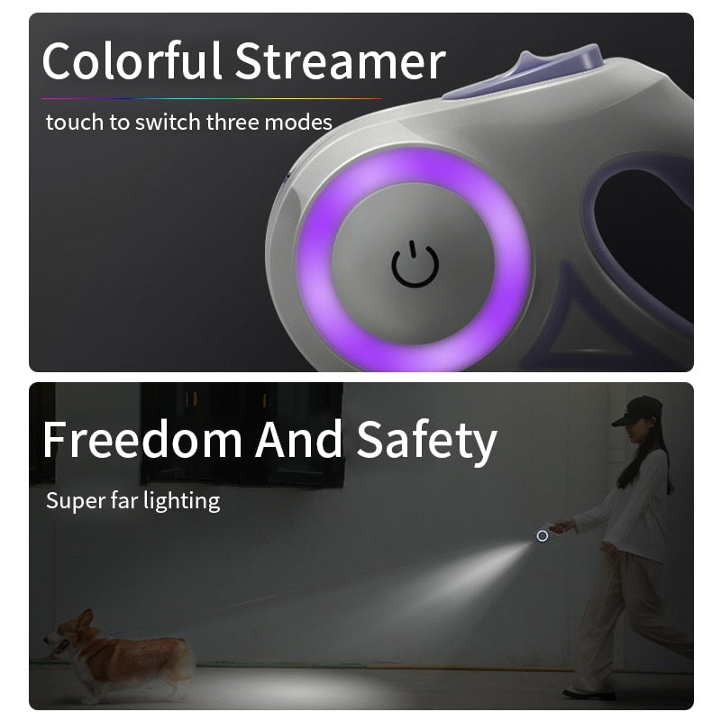 Image of streamer and light feature on the automatic leash