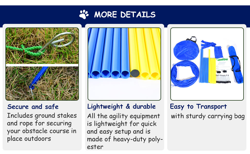 Image of agility training equipment put together with carrying case with directions for set up