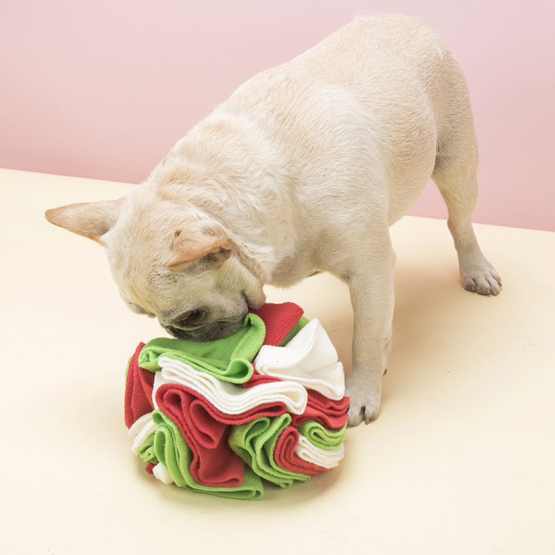 Dog using Snuffle ball