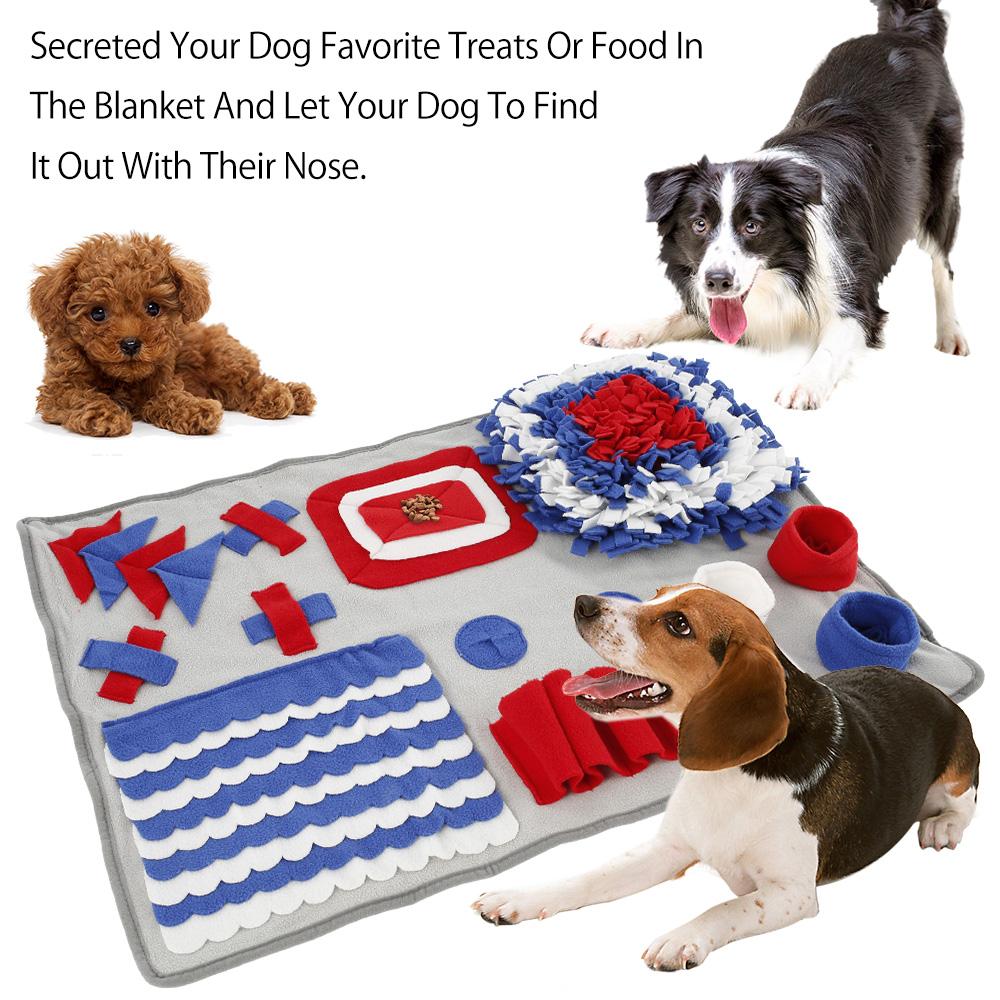 Image of 3 dogs playing with large Sniffing Mat