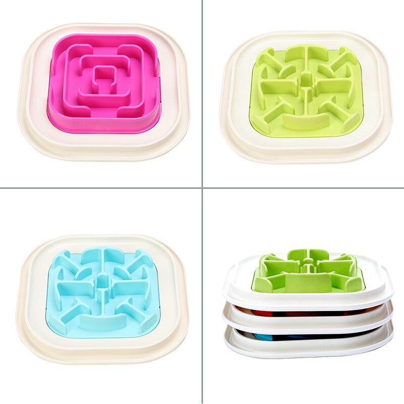 Image of all four colors and styles of slow feeding dish